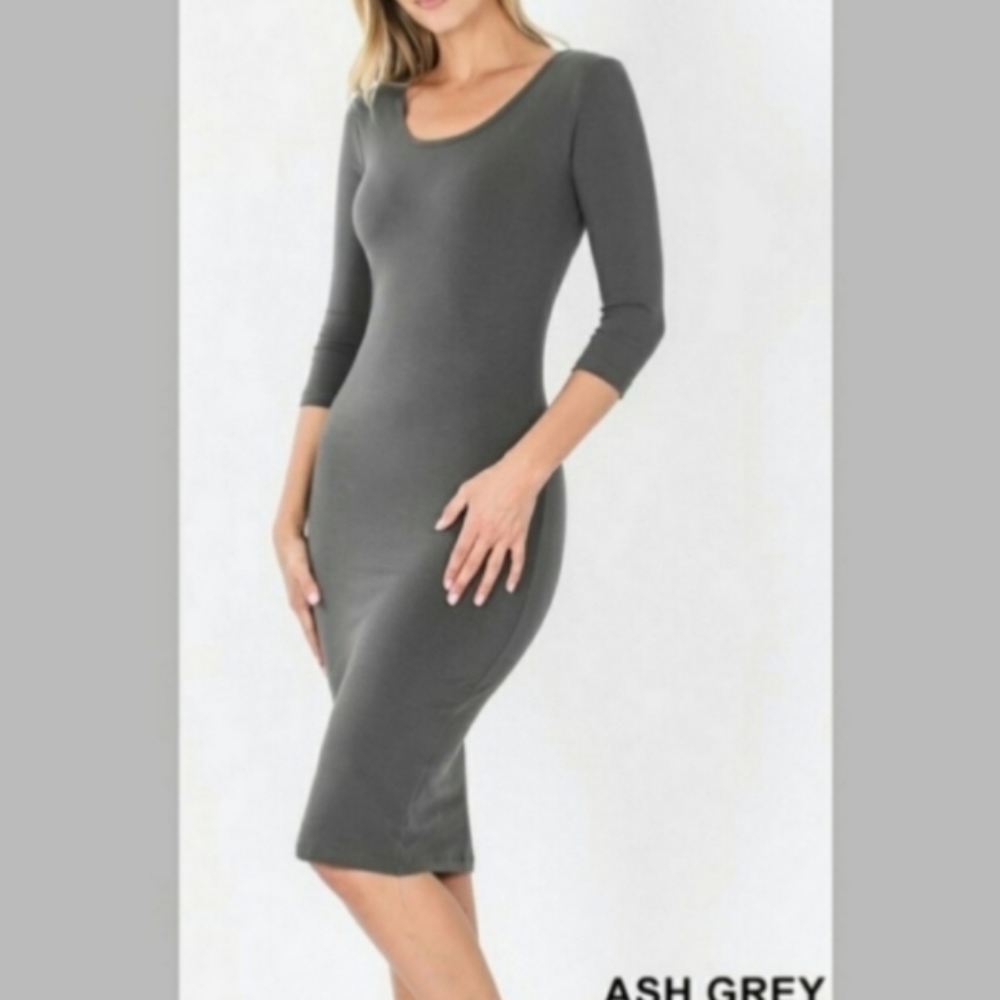 Zenana Outfitters Bodycon Dress - Ash Grey